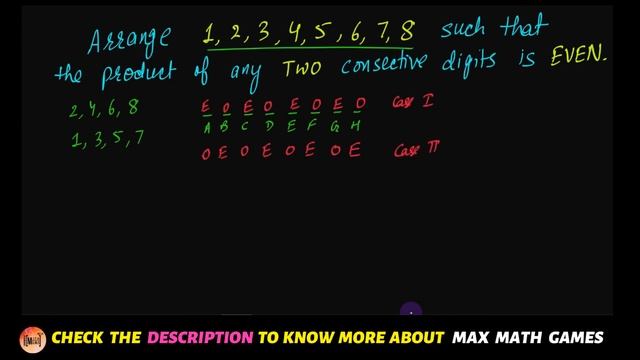 Arrange 12345678 such that the product of any two consecutive digits is even | PnC IIT JEE смотреть онлайн