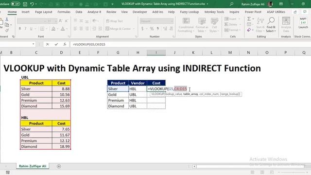 VLOOKUP with Dynamic Table Array using INDIRECT Function in Microsoft Excel (Advanced) смотреть онлайн