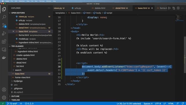 73 - Deleting Objects with HTMX - Python & Django 3.2 Tutorial Series смотреть онлайн