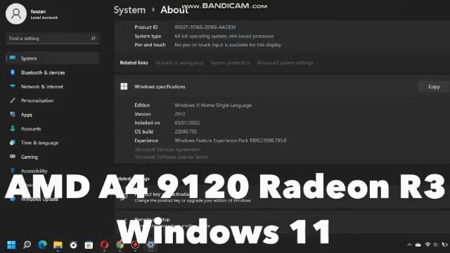 AMD A4 9120E Radeon r3 Windows 11 смотреть онлайн