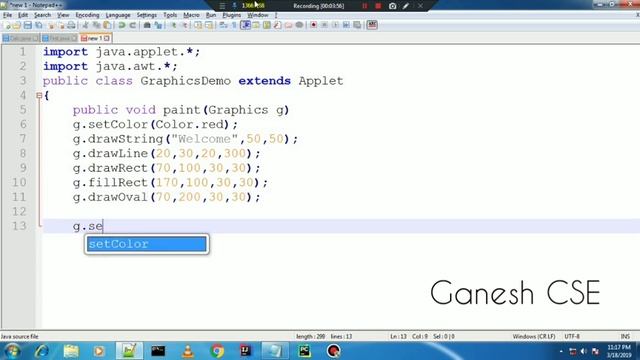 Java program for applet Graphics class methods смотреть онлайн