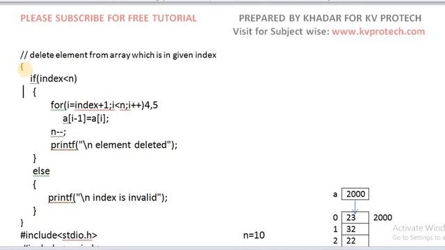 DELETE ELEMENT FROM AN ARRAY IN C смотреть онлайн