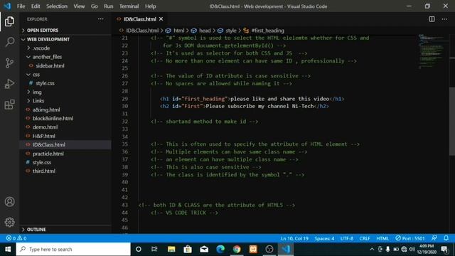 Id and Class attribute|| their uses || Short hnd methods to create id and class|| смотреть онлайн