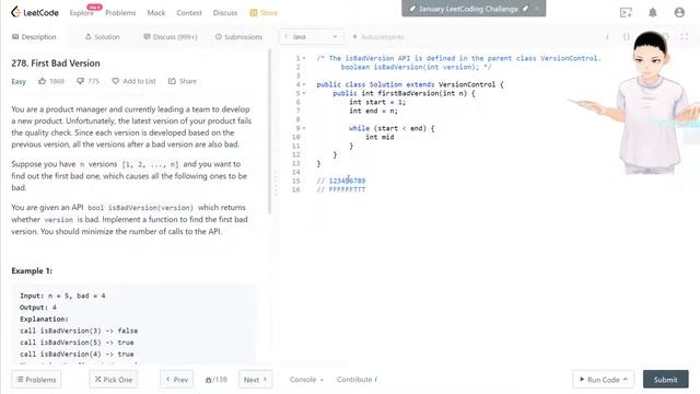 Leetcode 278 - First Bad Version (JAVA, Solution Explain!) смотреть онлайн