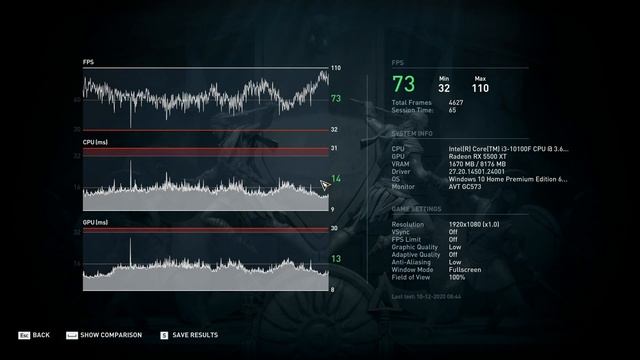 AMD Radeon RX 5500 XT -- Intel Core i3-10100F -- Assassin's Creed AC Odyssey Benchmark смотреть онлайн
