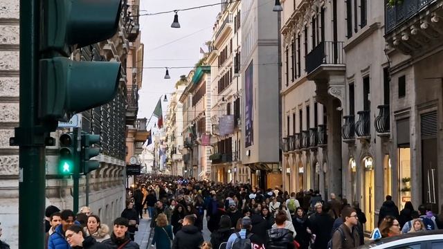 Италия.Рим зимой.Испанская лестница.Площадь Испании в Риме.Улицы рима в феврале. Путешествия семьей смотреть онлайн