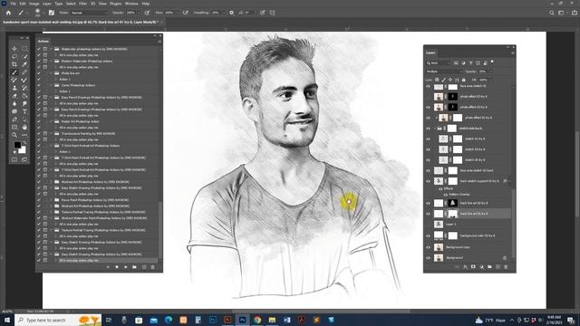 Easy Sketch Drawing Photoshop Tutorial смотреть онлайн