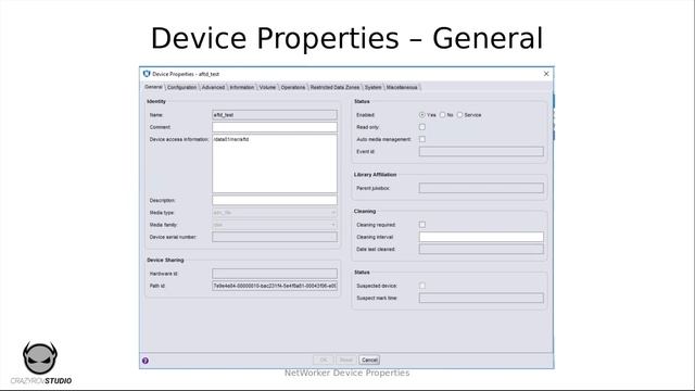 10. NetWorker Device Properties смотреть онлайн