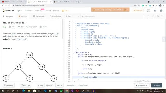 LeetCode Solution 938 - Range Sum BST - Using Java смотреть онлайн