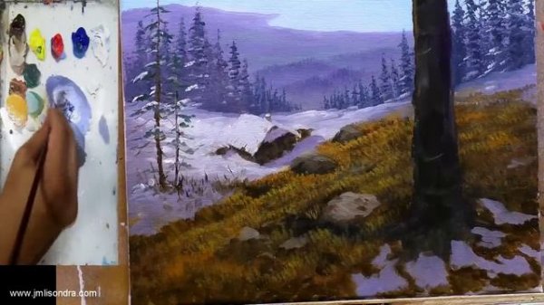 Tutorial: Acrylic Landscape Painting / Winter Forest / JMLisondra