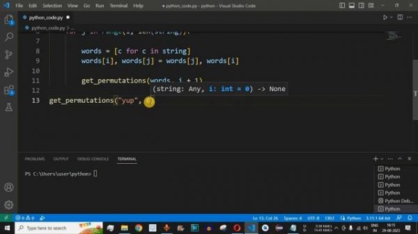 Python Program #85 - Compute all the Permutation of the String in Python