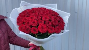 Букет из 51 длинной розы 80 см