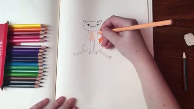 Как нарисовать кошку цветными карандашами смотреть онлайн