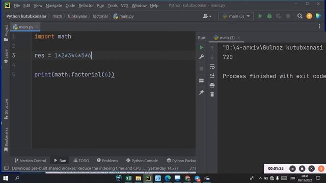 Python math kutubxonasi | factorial funksiyasi смотреть онлайн