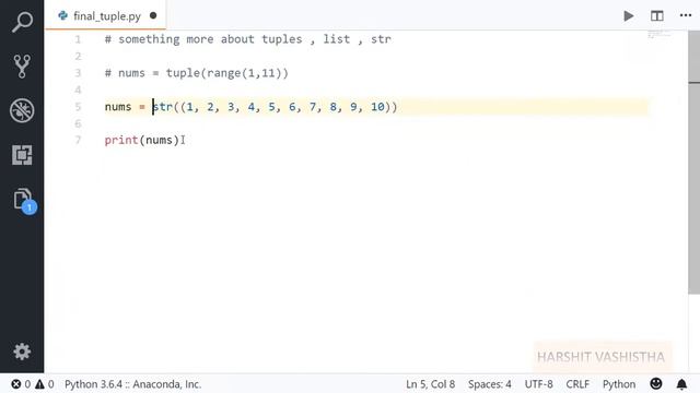 Tuples 4th video : Python tutorial 112 смотреть онлайн