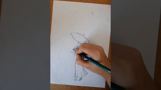 Как нарисовать!? Рисунок девушка с зонтом! смотреть онлайн