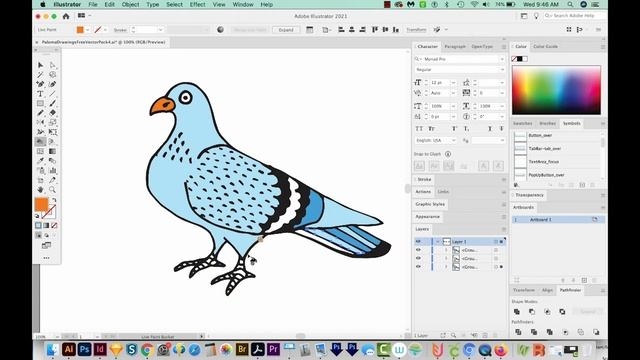 How to color a black and white drawing in Adobe Illustrator смотреть онлайн