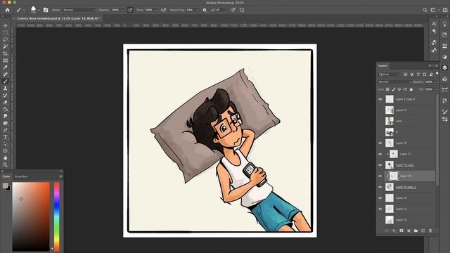 How To Draw A Comic Panel For Instagram | Photoshop Cc | Timelapse