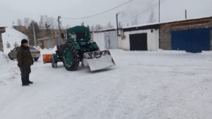 Уборка снега ковшом на Т 40