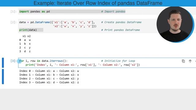 Loop Through Index of pandas DataFrame in Python (Example) | Iterate Over Indices | for-Loop & prin смотреть онлайн