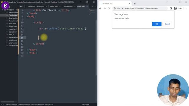 Confirm Box in JavaScript tutorial for beginners in Hindi смотреть онлайн