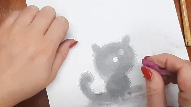 Как нарисовать кота графитовой крошкой. Рисуем котика с детьми. Необычное творчество. Рисуем кота.