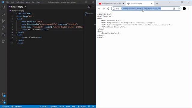 Tutorial PHP #2 - Program Pertama Hello World! смотреть онлайн