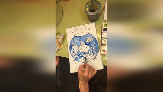 Детский рисунок | Аквариум | Мастер-класс | Художественная школа "Мечта" смотреть онлайн