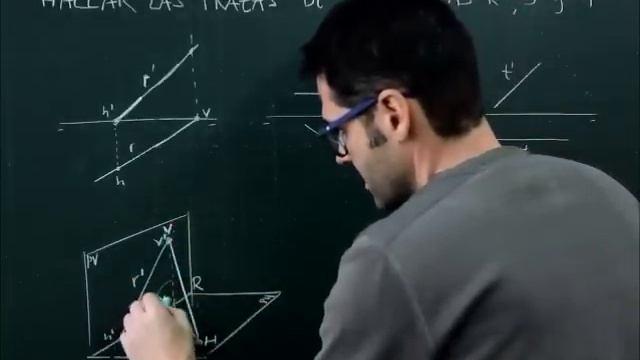 Geometría, sistema diédrico, hallar las trazas de una recta смотреть онлайн