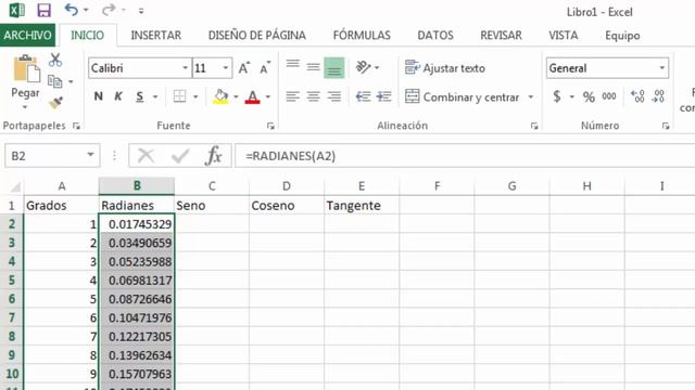 Trigonometría en Excel 2013, (Radianes, Seno, Coseno, Tangente) смотреть онлайн