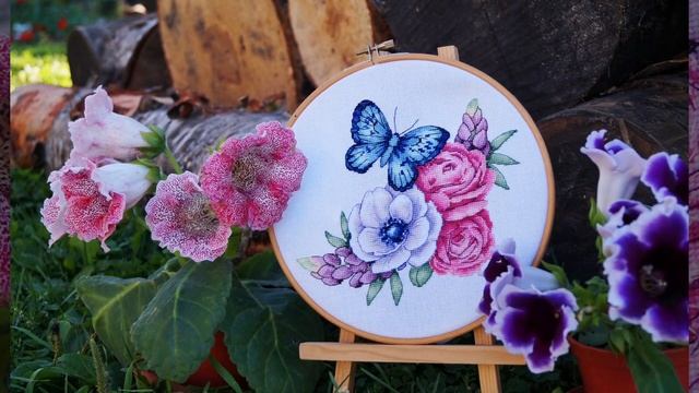 Вышивка крестом: первоотшив авторской схемы "Бабочка" смотреть онлайн