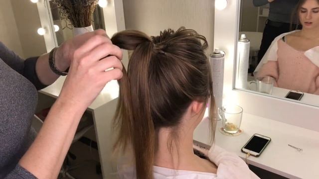 ВЫСОКИЙ ПУЧОК пучок на длинные волосы пучок пучок без бублика