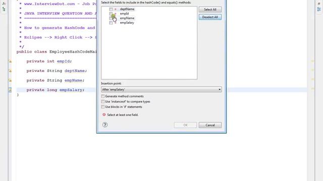 GENERATE HASHCODE AND EQUALS METHODS IN ECLIPSE смотреть онлайн