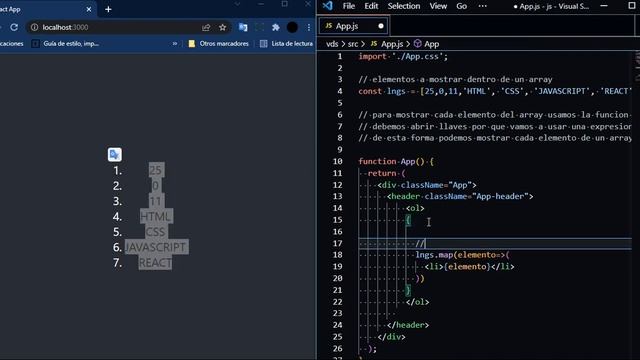 Mostrar cada elemento de un array en React js смотреть онлайн