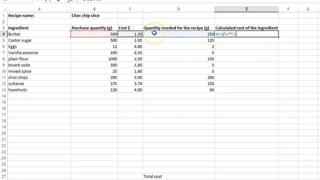 Costing a recipe - Part 2. Excel demonstration смотреть онлайн
