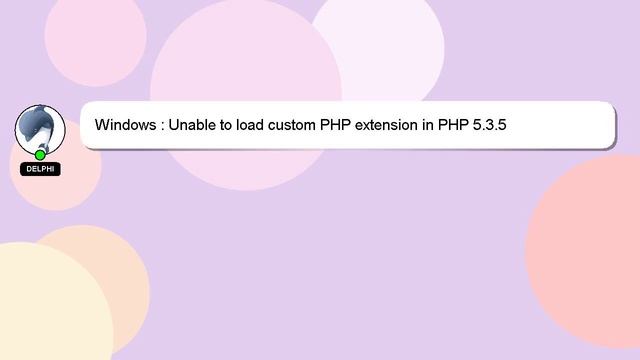 Windows : Unable to load custom PHP extension in PHP 5.3.5 смотреть онлайн