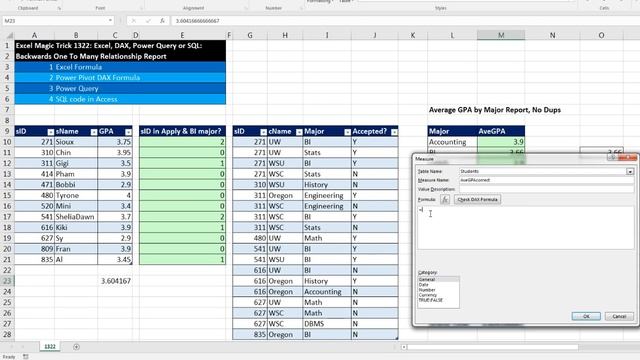Excel Magic Trick 1322: Backwards One To Many Relationship Report: Excel, Power Query or SQL? смотреть онлайн