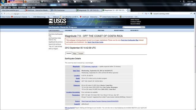 9/5/2012 -- 7.9M earthquake in Costa Rica -- Regional Tsunami warning смотреть онлайн