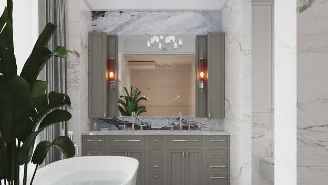 Презентация дизайн-проекта I Ванна с сауной I Дизайн ванной комнаты с ванной по центру I Интерьерные смотреть онлайн