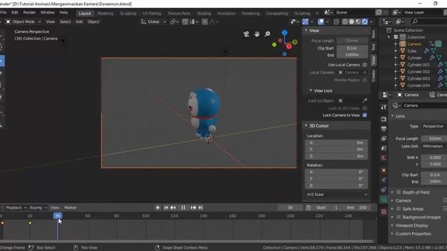 BLender 2.80: Cara Membuat Animasi Kamera 3 Dimensi / Camera Movement Animation #blender смотреть онлайн