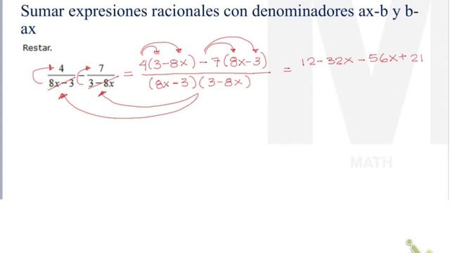 Sumar expresiones racionales con denominadores ax-b y b-ax ALEKS смотреть онлайн
