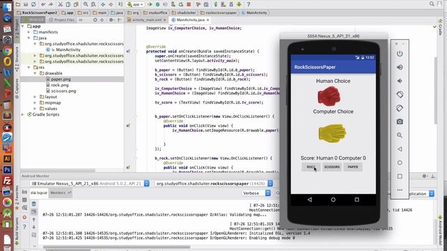 Android Studio Rock Scissors Paper Game смотреть онлайн