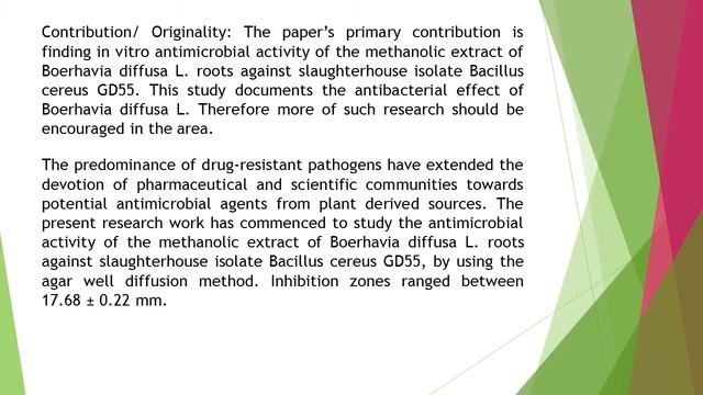 In Vitro Antibacterial Study of Boerhavia Diffusa L Root Extract on Slaughterhouse Isolate Bacillu смотреть онлайн
