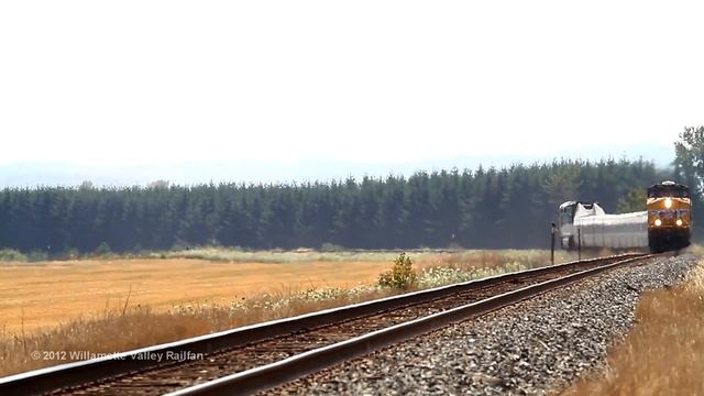 UP 7778 leads Amtrak Cascades train 504 north at Perkins Road near Salem, Oregon 8-11-2012 смотреть онлайн