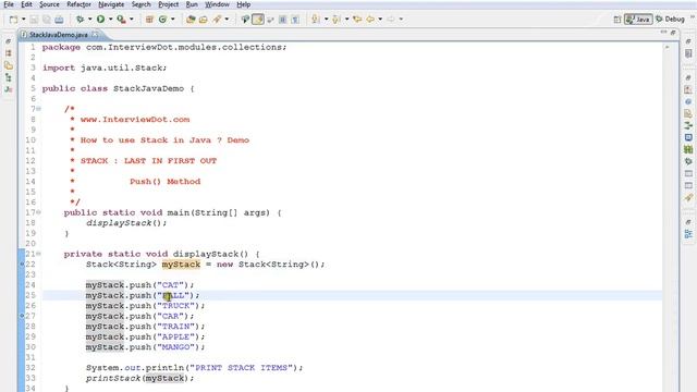 TAMIL STACK PUSH METHOD EXAMPLE IN JAVA DEMO смотреть онлайн