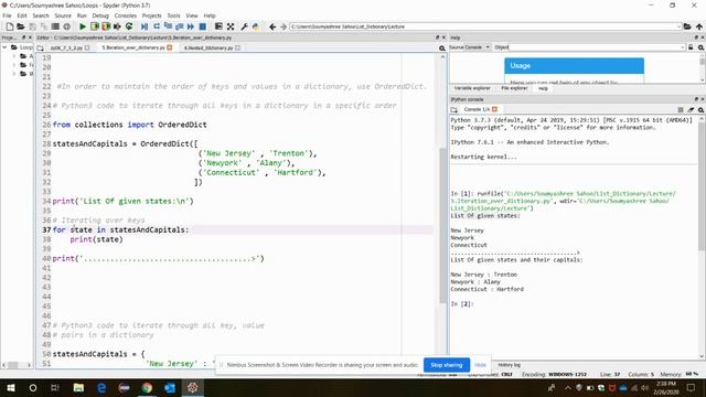 Iterating Over Dictionary : Python смотреть онлайн