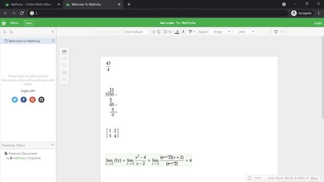 Math Editor ( Mathcha )