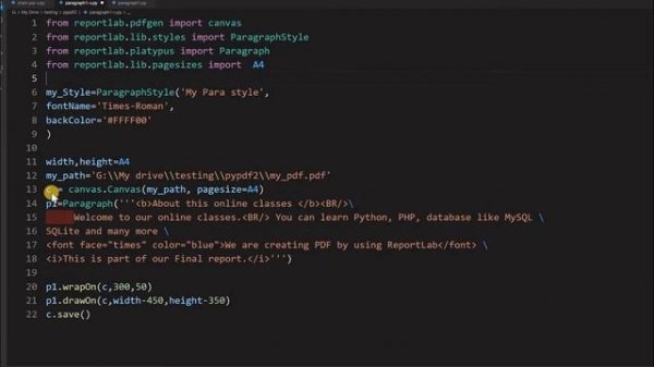 Adding Paragraph text to PDF by Python ReportLab with style properties, layout and formats