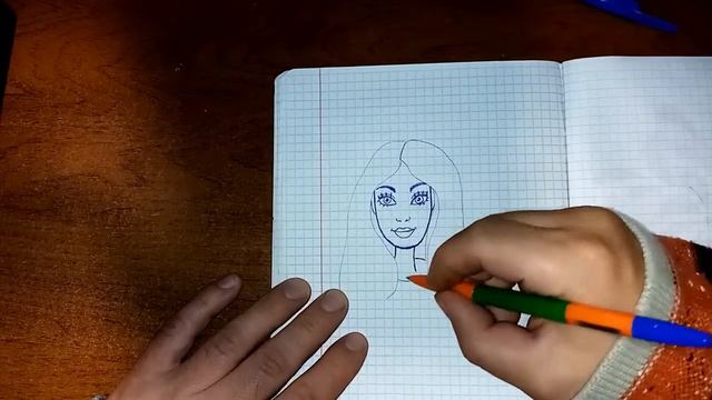 Рисую лицо девушки в мультяшном стиле шариковой ручкой 3 смотреть онлайн
