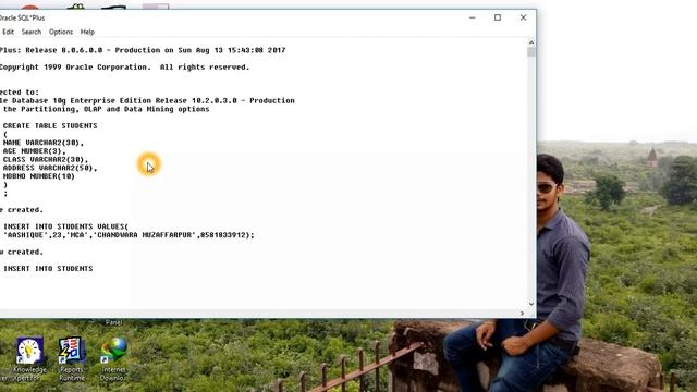 Create a Table,inserting record & find out count of records in Oracle Database 10g using SQL Plus смотреть онлайн